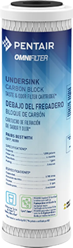 <p>The Pentair OMNIFilter CB1 is an undersink carbon block cartridge highly effective at reducing bad taste and odor, chlorine taste and odor, and other contaminants. Manufactured using an extrusion process, the CB1 delivers superior flow rates alongside strong chlorine reduction, making it a reliable choice for undersink drinking water filtration.</p>
<p>With a fine 0.5-micron rating, the CB1 is NSF/ANSI Standard 53 certified to reduce cysts such as Cryptosporidium and Giardia by mechanical means, giving it an added layer of protection beyond standard taste-and-odor filtration. It also performs well as a polishing filter or pre-filter in applications requiring fine filtration and high capacity.</p>
<p>The CB1 can be used on chlorinated or non-chlorinated water and fits OMNIFilter CBF1, CBF3, OT32, and USM2 undersink filter housings, as well as other major brand housings including DuPont, GE, Whirlpool, Culligan, Aqua-Pure, Cuno, 3M, and Watts that accept standard 9-3/4" x 2-1/2" cartridges.</p>
<p>Key Features:<br>- Undersink carbon block cartridge, 0.5-micron rating<br>- Reduces bad taste &amp; odor, chlorine taste &amp; odor, and other contaminants<br>- NSF/ANSI Standard 53 certified to reduce cysts (Cryptosporidium, Giardia) by mechanical means<br>- Extrusion-manufactured carbon block for superior flow rate and chlorine reduction<br>- Works as a polishing filter or pre-filter for fine filtration applications<br>- Usable on chlorinated or non-chlorinated water<br>- Broad housing compatibility across major brands (standard 9-3/4" x 2-1/2" cartridge size)<br>- Approximately 1,000-gallon capacity at 1 GPM flow rate</p>
<p>Specifications:<br>Brand: Pentair<br>Product Line: OMNIFilter<br>Model: CB1<br>Size: 9-3/4" x 2-1/2" (Undersink)<br>Filtration Rating: 0.5 micron<br>Media Type: Extruded carbon block<br>Flow Rate: Approximately 1 GPM<br>Capacity: Approximately 1,000 gallons<br>Certification: NSF/ANSI Standard 53 (cyst reduction)<br>Compatible Housings: OMNIFilter CBF1, CBF3, OT32, USM2, and other brands (DuPont, GE, Whirlpool, Culligan, Aqua-Pure, Cuno, 3M, Watts) using standard undersink cartridge sizing<br>Water Type: Chlorinated or non-chlorinated<br>Note: Does not fit older-style original or Series A OMNIFilter housings</p>