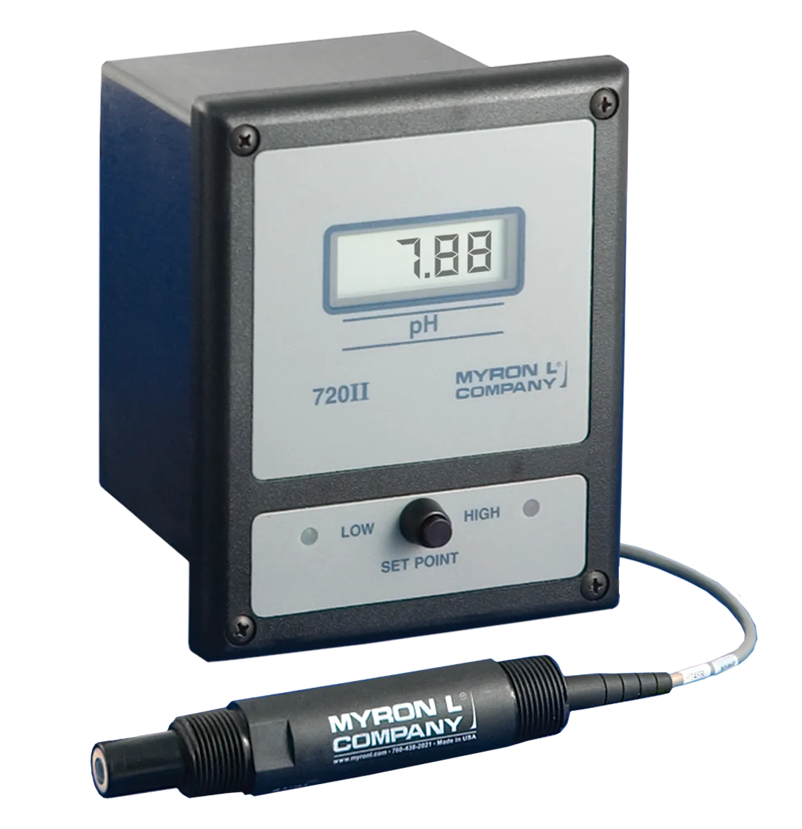 <h3>720 Series II Sensor Specifications:</h3>
<ul>
<li>Temperature Compensation: Integral temperature sensor provides automatic TC to 25&deg;C between 0 &ndash; 100&deg;C/ 32 &ndash; 212&deg;F.</li>
<li>Pressure/Temperature Limits: P72S: Intermittent use up to 50 psi/690 kPa 100&deg;C/212&deg;F. High Temperature models available, see pH/ORP Sensor Selection Guide.</li>
<li>Cable: 5 wire, 24 ga. shielded, 10 ft./3 meters standard. 25 and 100 ft./8 and 30 meter lengths available.</li>
<li>Material: 1/2&Prime; MNPT: CPVC body. 3/4&Prime; MNPT: Ryton&reg;* body.</li>
<li>Dimensions: P72S typical: overall length 165 mm/6.5 in., body 127 mm/5 in., electrode length 19 mm/.75 in.</li>
<li>*Ryton&reg; PPS is a registered trademark of Chevron Phillips Chemical Company LLC</li>
</ul>
<p>&nbsp;</p>
<h3>Functional Specifications:</h3>
<table style="width: 76.4797%;">
<tbody>
<tr>
<td style="width: 26.6253%;"><strong>Ranges</strong></td>
<td style="width: 73.3526%;">0-14 pH or &plusmn;2000 mV ORP</td>
</tr>
<tr>
<td style="width: 26.6253%;"><strong> Display</strong></td>
<td style="width: 73.3526%;">Analog Models: 2.5 in./63 mm meter</td>
</tr>
<tr>
<td style="width: 26.6253%;">&nbsp;</td>
<td style="width: 73.3526%;">Digital Models: .5 in./13 mm 3&frac12; Digit LCD</td>
</tr>
<tr>
<td style="width: 26.6253%;">&nbsp;</td>
<td style="width: 73.3526%;">Digital Option: 3&frac12; Digit Backlit</td>
</tr>
<tr>
<td style="width: 26.6253%;"><strong>Linearity</strong></td>
<td style="width: 73.3526%;">Electronics: &plusmn;0.05% (&plusmn;0.01 pH units/&plusmn;1 mV of full scale)</td>
</tr>
<tr>
<td style="width: 26.6253%;"><strong> Resolution</strong></td>
<td style="width: 73.3526%;">Analog Meter: &plusmn;0.13 pH units/&plusmn;40 mV</td>
</tr>
<tr>
<td style="width: 26.6253%;">&nbsp;</td>
<td style="width: 73.3526%;">Digital Display: &plusmn;0.01 pH units/&plusmn;1 mV</td>
</tr>
<tr>
<td style="width: 26.6253%;"><strong>Sensitivity</strong></td>
<td style="width: 73.3526%;">0.05% of full scale (0.01 pH units/1.0 mV)</td>
</tr>
<tr>
<td style="width: 26.6253%;"><strong>Stability</strong></td>
<td style="width: 73.3526%;">&plusmn;0.05% of full scale (&plusmn;0.01 pH units/&plusmn;1.0 mV)</td>
</tr>
<tr>
<td style="width: 26.6253%;"><strong>Repeatability</strong></td>
<td style="width: 73.3526%;">&plusmn;0.05% of full scale (&plusmn;0.01 pH units/&plusmn;1.0 mV)</td>
</tr>
<tr>
<td style="width: 26.6253%;"><strong>Calibration Check</strong></td>
<td style="width: 73.3526%;">Built-in (7 and 0 pH / 0 and -2000 mV)</td>
</tr>
<tr>
<td style="width: 26.6253%;"><strong>Recorder Output</strong></td>
<td style="width: 73.3526%;">Isolated 0-10 VDC @ 5 mA max. (linear); standard all models 100&Omega;</td>
</tr>
<tr>
<td style="width: 26.6253%;"><strong>Output Impedance</strong></td>
<td style="width: 73.3526%;">100&Omega; &plusmn;5%</td>
</tr>
<tr>
<td style="width: 26.6253%;"><strong>Sensor Inputs</strong></td>
<td style="width: 73.3526%;">1; 3 input option available.</td>
</tr>
<tr>
<td style="width: 26.6253%;">&nbsp;</td>
<td style="width: 73.3526%;">(pH &amp; ORP sensors may NOT be mixed.)</td>
</tr>
<tr>
<td style="width: 26.6253%;"><strong>Control Function</strong></td>
<td style="width: 73.3526%;">Single Alarm/controller fully adjustable 0-100% of full scale</td>
</tr>
<tr>
<td style="width: 26.6253%;">&nbsp;</td>
<td style="width: 73.3526%;">Hysteresis: Adjustable from 0.3-3% of full scale</td>
</tr>
<tr>
<td style="width: 26.6253%;">&nbsp;</td>
<td style="width: 73.3526%;">Indicators: Above (red) and below (green) set point LEDs (reversible)</td>
</tr>
<tr>
<td style="width: 26.6253%;">&nbsp;</td>
<td style="width: 73.3526%;">Contact Rating: SPDT 10 amp @ 125 VAC, 30 VDC</td>
</tr>
<tr>
<td style="width: 26.6253%;">&nbsp;</td>
<td style="width: 73.3526%;">Relay operates increasing or decreasing reading (selectable)</td>
</tr>
<tr>
<td style="width: 26.6253%;">&nbsp;</td>
<td style="width: 73.3526%;">Second Alarm/controller, with above specifications &ndash; optional</td>
</tr>
<tr>
<td style="width: 26.6253%;"><strong>Solid State Output</strong></td>
<td style="width: 73.3526%;">Powered; 24 VDC unregulated 30 mA max.</td>
</tr>
<tr>
<td style="width: 26.6253%;"><strong>Power</strong></td>
<td style="width: 73.3526%;">115/230 VAC, 50/60 Hz, &plusmn;15% (user selectable)</td>
</tr>
<tr>
<td style="width: 26.6253%;">&nbsp;</td>
<td style="width: 73.3526%;">24 VAC optional</td>
</tr>
<tr>
<td style="width: 26.6253%;"><strong>Maximum Power Consumption</strong></td>
<td style="width: 73.3526%;">@ 115V: 100 milliamps</td>
</tr>
<tr>
<td style="width: 26.6253%;"><strong>Dimensions</strong></td>
<td style="width: 73.3526%;">152 H x 122 W x 96 D mm / 6 H x 4.8 W x 3.8 D in.</td>
</tr>
<tr>
<td style="width: 26.6253%;"><strong>Construction</strong></td>
<td style="width: 73.3526%;">Fully gasketed, heavy-duty ABS case; water resistant and corrosion proof IP65/NEMA 4X rated</td>
</tr>
<tr>
<td style="width: 26.6253%;"><strong>Ambient Temp Range</strong></td>
<td style="width: 73.3526%;">0-60&deg;C / 32-140&deg;F</td>
</tr>
<tr>
<td style="width: 26.6253%;"><strong>Weight</strong></td>
<td style="width: 73.3526%;">0,9 kg/2 lbs.</td>
</tr>
</tbody>
</table>