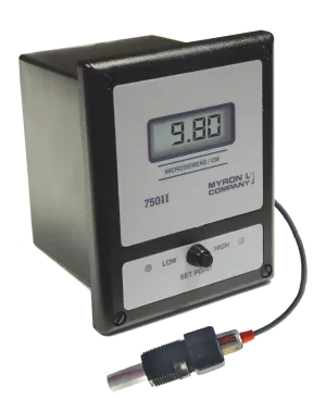 <h3>50 Series II Sensor Specifications:</h3>
<ul>
<li>Temperature Compensation: Integral thermistors provide automatic TC to 25&ordm;C between 0-100&ordm;C/32-212&ordm;F.</li>
<li>Pressure /Temperature Limits: CS51: 100 psi / 690 kPa @ 100&deg;C/212&deg;F. 250 psig @ 205&deg;C, Models CS40 and CS41 sensors available on special order.</li>
<li>Bushing: Modular Polypropylene threaded 3/4&rdquo; NPT. 1/2&rdquo; PVDF or 316 stainless steel fittings available as option.</li>
<li>Cable: Shielded 10 ft./3 meters standard 25 and 100 ft./ 8 and 30 meter lengths available. 100 ft./30 meter is maximum recommended.</li>
<li>Dimensions: CS51: Metal portion 30 L x 13 Dia. mm/ 1.2 L x .5 Dia. in.</li>
</ul>
<h3>Sensors &mdash; CS51LC, CS51 and CS52</h3>
<p>These reliable sensors feature an integral temperature sensor to ensure accurate and rapid automatic temperature compensation. The sturdy polypropylene bushing is modular for easy inexpensive replacement. Several alternatives for the metal portion of the sensor are available, depending on the demands of the application.</p>
<ul>
<li>CS51LC sensors (0.1 constant) are used for 5 and below.</li>
<li>CS51 sensors (1.0 constant) are used between 0-10 and 0-20,000.</li>
<li>CS52 sensors (10.0 constant) are used above 20,000.</li>
<li>Low cost, low temperature, low pressure sensors available upon request. See 750II Sensor Selection Guide.</li>
</ul>
<table style="width: 71.4254%;">
<tbody>
<tr>
<td style="width: 24.4829%;"><strong>Ranges</strong></td>
<td style="width: 75.4888%;">34 ranges from 0-1 ppm/&mu;S (&mu;M) to 0-200 ppt/mS (mM)</td>
</tr>
<tr>
<td style="width: 24.4829%;">&nbsp;</td>
<td style="width: 75.4888%;">See Price List for further details.</td>
</tr>
<tr>
<td style="width: 24.4829%;"><strong>Display</strong></td>
<td style="width: 75.4888%;">Analog Models: 2.5 in./63 mm meter</td>
</tr>
<tr>
<td style="width: 24.4829%;">&nbsp;</td>
<td style="width: 75.4888%;">Digital Models: .5 in./13 mm 3&frac12; Digit LCD</td>
</tr>
<tr>
<td style="width: 24.4829%;">&nbsp;</td>
<td style="width: 75.4888%;">Digital Option: 3&frac12; or 4&frac12; Digit Backlit</td>
</tr>
<tr>
<td style="width: 24.4829%;"><strong>Accuracy</strong></td>
<td style="width: 75.4888%;">Analog Models: &plusmn; 2% of full scale</td>
</tr>
<tr>
<td style="width: 24.4829%;">&nbsp;</td>
<td style="width: 75.4888%;">Digital Models: &plusmn; 1% of full scale</td>
</tr>
<tr>
<td style="width: 24.4829%;"><strong>Sensitivity</strong></td>
<td style="width: 75.4888%;">0.05% of full scale</td>
</tr>
<tr>
<td style="width: 24.4829%;"><strong>Stability</strong></td>
<td style="width: 75.4888%;">0.05% of full scale</td>
</tr>
<tr>
<td style="width: 24.4829%;"><strong>Repeatability</strong></td>
<td style="width: 75.4888%;">0.1% of full scale</td>
</tr>
<tr>
<td style="width: 24.4829%;"><strong>Calibration Check</strong></td>
<td style="width: 75.4888%;">Built-in</td>
</tr>
<tr>
<td style="width: 24.4829%;"><strong>Recorder Output</strong></td>
<td style="width: 75.4888%;">0-10 VDC @ 5 mA max. (linear); standard all models</td>
</tr>
<tr>
<td style="width: 24.4829%;"><strong>Sensor Inputs</strong></td>
<td style="width: 75.4888%;">1 (3 input option available)</td>
</tr>
<tr>
<td style="width: 24.4829%;"><strong>Control Function</strong></td>
<td style="width: 75.4888%;">Single Alarm/controller fully adjustable 0-100% of full scale</td>
</tr>
<tr>
<td style="width: 24.4829%;">&nbsp;</td>
<td style="width: 75.4888%;">Hysteresis: Adjustable from 0.3-3% of full scale</td>
</tr>
<tr>
<td style="width: 24.4829%;">&nbsp;</td>
<td style="width: 75.4888%;">Indicators: Above (red) and below (green) setpoint LEDs (reversible)</td>
</tr>
<tr>
<td style="width: 24.4829%;">&nbsp;</td>
<td style="width: 75.4888%;">Contact Rating: SPDT 10 amp @ 250 VAC, 30 VDC. Relay operates decreasing or increasing reading (selectable).</td>
</tr>
<tr>
<td style="width: 24.4829%;">&nbsp;</td>
<td style="width: 75.4888%;">Second Alarm/controller, with above specifications &ndash; optional</td>
</tr>
<tr>
<td style="width: 24.4829%;"><strong>Solid State Output</strong></td>
<td style="width: 75.4888%;">Powered; 24 VDC unregulated 30 mA max.</td>
</tr>
<tr>
<td style="width: 24.4829%;"><strong>Power</strong></td>
<td style="width: 75.4888%;">115/230 VAC, 50/60 Hz, &plusmn;15% (user selectable)</td>
</tr>
<tr>
<td style="width: 24.4829%;">&nbsp;</td>
<td style="width: 75.4888%;">24 VAC optional</td>
</tr>
<tr>
<td style="width: 24.4829%;"><strong>Maximum Power Consumption</strong></td>
<td style="width: 75.4888%;">@ 115V: 100 milliamps</td>
</tr>
<tr>
<td style="width: 24.4829%;"><strong>Dimensions</strong></td>
<td style="width: 75.4888%;">152 H x 122 W x 96 D mm / 6 H x 4.8 W x 3.8 D in.</td>
</tr>
<tr>
<td style="width: 24.4829%;"><strong>Construction</strong></td>
<td style="width: 75.4888%;">Fully gasketed heavy-duty ABS case; water resistant and corrosion proof IP65/NEMA 4X rated</td>
</tr>
<tr>
<td style="width: 24.4829%;"><strong>Ambient Temp Range</strong></td>
<td style="width: 75.4888%;">0-60&deg;C / 32-140&deg;F</td>
</tr>
<tr>
<td style="width: 24.4829%;"><strong>Weight</strong></td>
<td style="width: 75.4888%;">0,9 kg/2 lbs.</td>
</tr>
</tbody>
</table>