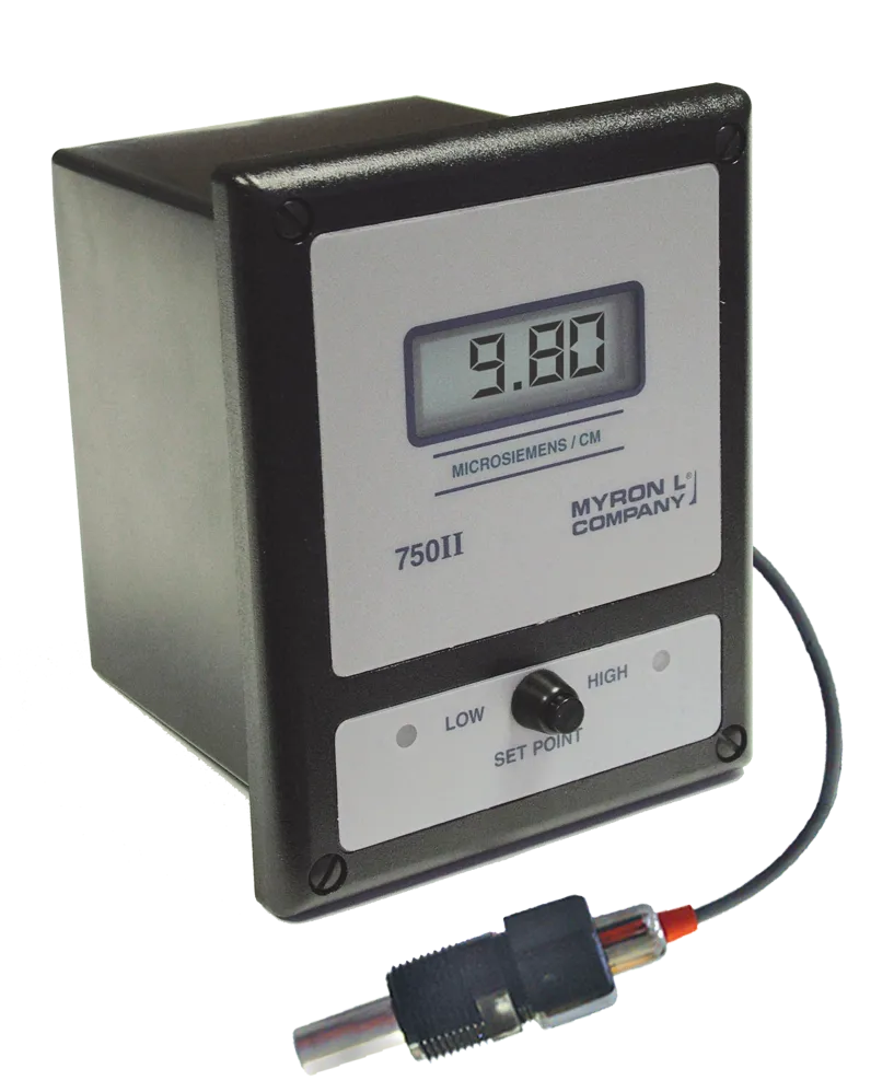 <h3>50 Series II Sensor Specifications:</h3>
<ul>
<li>Temperature Compensation: Integral thermistors provide automatic TC to 25&ordm;C between 0-100&ordm;C/32-212&ordm;F.</li>
<li>Pressure /Temperature Limits: CS51: 100 psi / 690 kPa @ 100&deg;C/212&deg;F. 250 psig @ 205&deg;C, Models CS40 and CS41 sensors available on special order.</li>
<li>Bushing: Modular Polypropylene threaded 3/4&rdquo; NPT. 1/2&rdquo; PVDF or 316 stainless steel fittings available as option.</li>
<li>Cable: Shielded 10 ft./3 meters standard 25 and 100 ft./ 8 and 30 meter lengths available. 100 ft./30 meter is maximum recommended.</li>
<li>Dimensions: CS51: Metal portion 30 L x 13 Dia. mm/ 1.2 L x .5 Dia. in.</li>
</ul>
<h3>Sensors &mdash; CS51LC, CS51 and CS52</h3>
<p>These reliable sensors feature an integral temperature sensor to ensure accurate and rapid automatic temperature compensation. The sturdy polypropylene bushing is modular for easy inexpensive replacement. Several alternatives for the metal portion of the sensor are available, depending on the demands of the application.</p>
<ul>
<li>CS51LC sensors (0.1 constant) are used for 5 and below.</li>
<li>CS51 sensors (1.0 constant) are used between 0-10 and 0-20,000.</li>
<li>CS52 sensors (10.0 constant) are used above 20,000.</li>
<li>Low cost, low temperature, low pressure sensors available upon request. See 750II Sensor Selection Guide.</li>
</ul>
<table style="width: 71.4254%;">
<tbody>
<tr>
<td style="width: 24.4829%;"><strong>Ranges</strong></td>
<td style="width: 75.4888%;">34 ranges from 0-1 ppm/&mu;S (&mu;M) to 0-200 ppt/mS (mM)</td>
</tr>
<tr>
<td style="width: 24.4829%;">&nbsp;</td>
<td style="width: 75.4888%;">See Price List for further details.</td>
</tr>
<tr>
<td style="width: 24.4829%;"><strong>Display</strong></td>
<td style="width: 75.4888%;">Analog Models: 2.5 in./63 mm meter</td>
</tr>
<tr>
<td style="width: 24.4829%;">&nbsp;</td>
<td style="width: 75.4888%;">Digital Models: .5 in./13 mm 3&frac12; Digit LCD</td>
</tr>
<tr>
<td style="width: 24.4829%;">&nbsp;</td>
<td style="width: 75.4888%;">Digital Option: 3&frac12; or 4&frac12; Digit Backlit</td>
</tr>
<tr>
<td style="width: 24.4829%;"><strong>Accuracy</strong></td>
<td style="width: 75.4888%;">Analog Models: &plusmn; 2% of full scale</td>
</tr>
<tr>
<td style="width: 24.4829%;">&nbsp;</td>
<td style="width: 75.4888%;">Digital Models: &plusmn; 1% of full scale</td>
</tr>
<tr>
<td style="width: 24.4829%;"><strong>Sensitivity</strong></td>
<td style="width: 75.4888%;">0.05% of full scale</td>
</tr>
<tr>
<td style="width: 24.4829%;"><strong>Stability</strong></td>
<td style="width: 75.4888%;">0.05% of full scale</td>
</tr>
<tr>
<td style="width: 24.4829%;"><strong>Repeatability</strong></td>
<td style="width: 75.4888%;">0.1% of full scale</td>
</tr>
<tr>
<td style="width: 24.4829%;"><strong>Calibration Check</strong></td>
<td style="width: 75.4888%;">Built-in</td>
</tr>
<tr>
<td style="width: 24.4829%;"><strong>Recorder Output</strong></td>
<td style="width: 75.4888%;">0-10 VDC @ 5 mA max. (linear); standard all models</td>
</tr>
<tr>
<td style="width: 24.4829%;"><strong>Sensor Inputs</strong></td>
<td style="width: 75.4888%;">1 (3 input option available)</td>
</tr>
<tr>
<td style="width: 24.4829%;"><strong>Control Function</strong></td>
<td style="width: 75.4888%;">Single Alarm/controller fully adjustable 0-100% of full scale</td>
</tr>
<tr>
<td style="width: 24.4829%;">&nbsp;</td>
<td style="width: 75.4888%;">Hysteresis: Adjustable from 0.3-3% of full scale</td>
</tr>
<tr>
<td style="width: 24.4829%;">&nbsp;</td>
<td style="width: 75.4888%;">Indicators: Above (red) and below (green) setpoint LEDs (reversible)</td>
</tr>
<tr>
<td style="width: 24.4829%;">&nbsp;</td>
<td style="width: 75.4888%;">Contact Rating: SPDT 10 amp @ 250 VAC, 30 VDC. Relay operates decreasing or increasing reading (selectable).</td>
</tr>
<tr>
<td style="width: 24.4829%;">&nbsp;</td>
<td style="width: 75.4888%;">Second Alarm/controller, with above specifications &ndash; optional</td>
</tr>
<tr>
<td style="width: 24.4829%;"><strong>Solid State Output</strong></td>
<td style="width: 75.4888%;">Powered; 24 VDC unregulated 30 mA max.</td>
</tr>
<tr>
<td style="width: 24.4829%;"><strong>Power</strong></td>
<td style="width: 75.4888%;">115/230 VAC, 50/60 Hz, &plusmn;15% (user selectable)</td>
</tr>
<tr>
<td style="width: 24.4829%;">&nbsp;</td>
<td style="width: 75.4888%;">24 VAC optional</td>
</tr>
<tr>
<td style="width: 24.4829%;"><strong>Maximum Power Consumption</strong></td>
<td style="width: 75.4888%;">@ 115V: 100 milliamps</td>
</tr>
<tr>
<td style="width: 24.4829%;"><strong>Dimensions</strong></td>
<td style="width: 75.4888%;">152 H x 122 W x 96 D mm / 6 H x 4.8 W x 3.8 D in.</td>
</tr>
<tr>
<td style="width: 24.4829%;"><strong>Construction</strong></td>
<td style="width: 75.4888%;">Fully gasketed heavy-duty ABS case; water resistant and corrosion proof IP65/NEMA 4X rated</td>
</tr>
<tr>
<td style="width: 24.4829%;"><strong>Ambient Temp Range</strong></td>
<td style="width: 75.4888%;">0-60&deg;C / 32-140&deg;F</td>
</tr>
<tr>
<td style="width: 24.4829%;"><strong>Weight</strong></td>
<td style="width: 75.4888%;">0,9 kg/2 lbs.</td>
</tr>
</tbody>
</table>