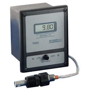<h3>750 Series II Resistivity Sensor Specifications:</h3>
<ul>
<li>Constant: 0.05</li>
<li>Temperature Compensation:&nbsp; Two integral temperature sensors provide automatic TC to 25&ordm;C.</li>
<li>Pressure/Temp Limits:&nbsp; 100 psi/690 kPa @ 212&ordm;F/100&ordm;C.</li>
<li>Bushing: Modular Polypropylene threaded 3/4&rdquo; NPT. 1/2&rdquo; PVDF or 316 stainless steel fittings (optional).</li>
<li>Cable:&nbsp; Shielded 10 ft./3 meters standard; 25 and 100 ft./ 8 and 30 meter lengths available.</li>
<li>Dimensions: Metal portion 30 L x 13 Dia. mm/ 1.2 L x .5 Dia. in.; overall length 91 mm/3.6 in.</li>
</ul>
<h3>Resistivity Sensor &mdash; <strong>CS10</strong></h3>
<p>All 750&nbsp;Series&nbsp;II&nbsp;Resistivity models require a CS10 series sensor. This reliable sensor features two integral thermistors to ensure accurate and rapid automatic temperature compensation. The sturdy polypropylene standard bushing is modular for easy, inexpensive replacement. A PVDF or 316 stainless steel bushing can also be ordered. The metal portion is available in either 316 stainless steel (standard) or titanium.</p>
<table>
<tbody>
<tr>
<td><strong>Ranges</strong></td>
<td>7 ranges from 0-200K to 0-20M&Omega;</td>
</tr>
<tr>
<td>&nbsp;</td>
<td>See Price List for further details.</td>
</tr>
<tr>
<td><strong>Display</strong></td>
<td>Analog Models: 2.5 in./63 mm meter</td>
</tr>
<tr>
<td>&nbsp;</td>
<td>Digital Models: .5 in./13 mm 3&frac12; Digit LCD</td>
</tr>
<tr>
<td>&nbsp;</td>
<td>Digital Option: 3&frac12; Digit Backlit</td>
</tr>
<tr>
<td><strong>Accuracy</strong></td>
<td>Analog Models: &plusmn; 2% of full scale</td>
</tr>
<tr>
<td>&nbsp;</td>
<td>Digital Models: &plusmn; 1% of full scale</td>
</tr>
<tr>
<td><strong>Sensitivity</strong></td>
<td>0.05% of full scale</td>
</tr>
<tr>
<td><strong>Stability</strong></td>
<td>0.05% of full scale</td>
</tr>
<tr>
<td><strong>Repeatability</strong></td>
<td>0.1% of full scale</td>
</tr>
<tr>
<td><strong>Calibration Check</strong></td>
<td>Built-in</td>
</tr>
<tr>
<td><strong>Recorder Output</strong></td>
<td>0-10 VDC @ 5 mA max. (linear); standard all models</td>
</tr>
<tr>
<td><strong>Sensor Inputs</strong></td>
<td>1 (3 input option available)</td>
</tr>
<tr>
<td><strong>Control Function</strong></td>
<td>Single Alarm/controller fully adjustable 0-100% of full scale</td>
</tr>
<tr>
<td>&nbsp;</td>
<td>Hysteresis: Adjustable from 0.3-3% of full scale</td>
</tr>
<tr>
<td>&nbsp;</td>
<td>Indicators: Above (green) and below (red) setpoint LEDs (reversible)</td>
</tr>
<tr>
<td>&nbsp;</td>
<td>Contact Rating: SPDT 10 amp @ 250 VAC, 30 VDC. Relay operates decreasing or increasing reading (selectable).</td>
</tr>
<tr>
<td>&nbsp;</td>
<td>Second Alarm/controller, with above specifications &ndash; optional</td>
</tr>
<tr>
<td><strong>Solid State Output</strong></td>
<td>Powered; 24 VDC unregulated 30 mA max.</td>
</tr>
<tr>
<td><strong>Power</strong></td>
<td>115/230 VAC, 50/60 Hz, &plusmn;15% (user selectable)</td>
</tr>
<tr>
<td>&nbsp;</td>
<td>24 VAC optional</td>
</tr>
<tr>
<td><strong>Maximum Power Consumption</strong></td>
<td>@ 115V: 100 milliamps</td>
</tr>
<tr>
<td><strong>Dimensions</strong></td>
<td>152 H x 122 W x 96 D mm / 6 H x 4.8 W x 3.8 D in.</td>
</tr>
<tr>
<td><strong>Construction</strong></td>
<td>Fully gasketed heavy-duty ABS case; water resistant and corrosion proof IP65/NEMA 4X rated</td>
</tr>
<tr>
<td><strong>Ambient Temp Range</strong></td>
<td>0-60&deg;C / 32-140&deg;F</td>
</tr>
<tr>
<td><strong>Weight</strong></td>
<td>0,9 kg/2 lbs.</td>
</tr>
</tbody>
</table>