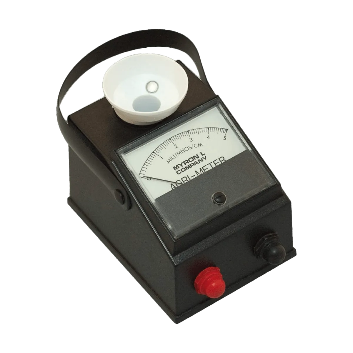 <h3><strong>AGRI-METERS&trade; Specifications:</strong></h3>
<table>
<tbody>
<tr>
<td><strong>Conductivity Range:</strong></td>
<td>0-5 millimhos</td>
</tr>
<tr>
<td><strong>pH Range:</strong></td>
<td>2-12 pH (AG6/PH only)</td>
</tr>
<tr>
<td><strong>Accuracy:</strong></td>
<td>pH: &plusmn;0.2 pH units<br>Conductivity: &plusmn;2% of full scale</td>
</tr>
<tr>
<td><strong>Repeatability:</strong></td>
<td>&plusmn;1%</td>
</tr>
<tr>
<td><strong>Temperature Compensation:</strong></td>
<td>Automatic (to 25&deg;C) for Conductivity samples between 50-160&deg;F/10-71&deg;C</td>
</tr>
<tr>
<td><strong>Electrodes (Built-in):</strong></td>
<td>pH: KCI gel-filled; field replaceable<br>Conductivity: Never need replatinizing or replacement</td>
</tr>
<tr>
<td><strong>Calibration:</strong></td>
<td>Easy finger adjustment of pH Zero and Gain (slope) and Conductivity</td>
</tr>
<tr>
<td><strong>Circuitry:</strong></td>
<td>Solid State sealed against moisture</td>
</tr>
<tr>
<td><strong>Power:</strong></td>
<td>One 9-volt battery supplied</td>
</tr>
<tr>
<td><strong>Battery Life:</strong></td>
<td>Approximately one year or 2,000 tests</td>
</tr>
<tr>
<td><strong>Case:</strong></td>
<td>Heavy gauge textured ABS</td>
</tr>
<tr>
<td><strong>Cell Cup:</strong></td>
<td>Chip/crack resistant polyethylene</td>
</tr>
<tr>
<td><strong>Dimensions:</strong></td>
<td>3.4 W x 4.5 D x 4.0 H in./86 x 114 x 102 mm</td>
</tr>
<tr>
<td><strong>Weight:</strong></td>
<td>Less than 1 lb./0,45 kg</td>
</tr>
</tbody>
</table>