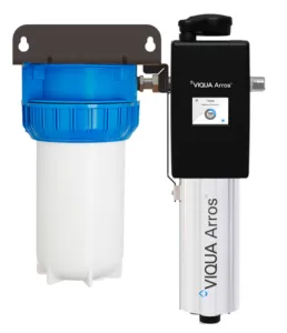 <div>
<div>UV Water Treatment System</div>
<div>
<p>Part Number: ARROS15-IHS10<br>Ideal For: Bacteria, Turbidity/Cloudiness</p>
<table style="width: 54.6664%;">
<tbody>
<tr>
<td style="width: 26.5505%;">Connection Size</td>
<td style="width: 73.416%;">Inlet: 1&rdquo; FNPT, Outlet: (Combo Port) 1&rdquo; MNPT / &frac34;&rdquo; FNPT</td>
</tr>
<tr>
<td style="width: 26.5505%;">Dimensions</td>
<td style="width: 73.416%;">16.95&Prime; &times; 20.82&Prime; &times; 9.0&Prime; (43.0 cm &times; 52.9 cm &times; 22.9 cm)</td>
</tr>
<tr>
<td style="width: 26.5505%;">Flow Rate</td>
<td style="width: 73.416%;">30mJ/cm2: 15 gpm (56.8 lpm) 3.41 m&sup3;/hr</td>
</tr>
<tr>
<td style="width: 26.5505%;">Housing Details</td>
<td style="width: 73.416%;">One 10&Prime; 3-piece filter housing</td>
</tr>
<tr>
<td style="width: 26.5505%;">Power Consumption</td>
<td style="width: 73.416%;">46 W</td>
</tr>
<tr>
<td style="width: 26.5505%;">Ship Wt. (lbs)</td>
<td style="width: 73.416%;">40lbs (18.1kg)</td>
</tr>
</tbody>
</table>
</div>
</div>