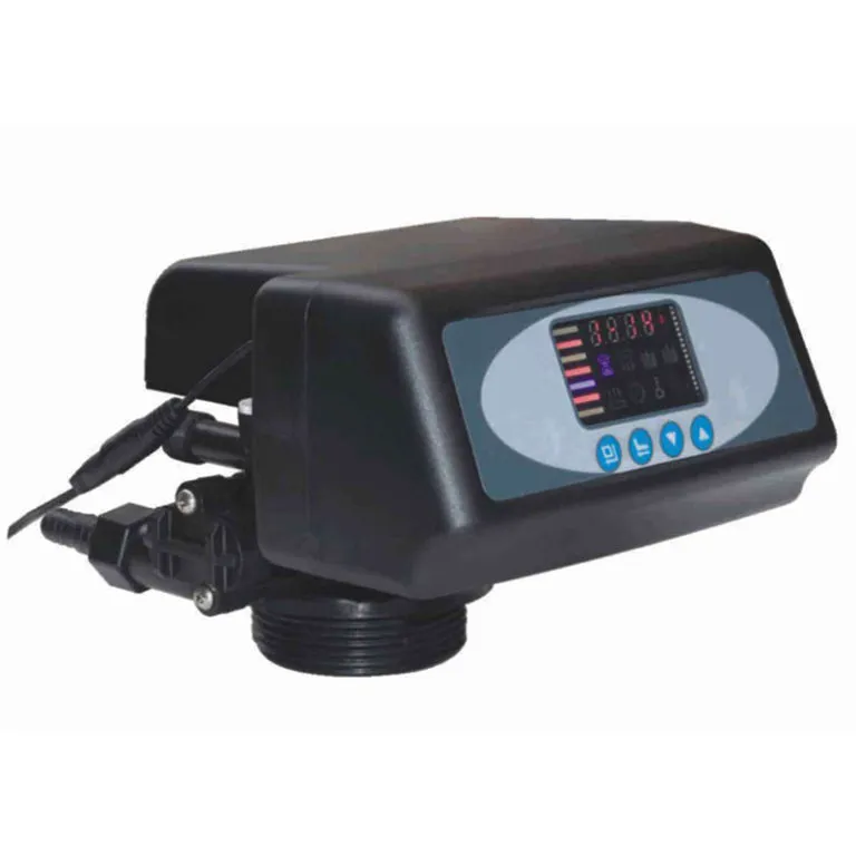 <p>Cycles: Service, Regeneration, Fast Rinse, Brine<br>Refill<br>Down-flow regeneration</p>
<table id="tablepress-79" class="tablepress tablepress-id-79 small-table">
<thead>
<tr class="row-1 odd">
<th class="column-1">&nbsp;</th>
<th class="column-2"><strong>V-SES</strong></th>
<th class="column-3"><strong>V-SES-M</strong></th>
</tr>
</thead>
<tbody class="row-hover">
<tr class="row-2 even">
<td class="column-1" style="text-align: left;"><strong>Type</strong></td>
<td class="column-2">by Time</td>
<td class="column-3">with Meter</td>
</tr>
<tr class="row-3 odd">
<td class="column-1" style="text-align: left;"><strong>By-pass</strong></td>
<td class="column-2">NO</td>
<td class="column-3">YES</td>
</tr>
<tr class="row-4 even">
<td class="column-1" style="text-align: left;"><strong>Flow</strong></td>
<td class="column-2">9 gpm</td>
<td class="column-3">9 gpm</td>
</tr>
<tr class="row-5 odd">
<td class="column-1" style="text-align: left;"><strong>In/Out</strong></td>
<td class="column-2">&frac34;&rdquo; FNPT</td>
<td class="column-3">&frac34;&rdquo; FNPT</td>
</tr>
<tr class="row-6 even">
<td class="column-1" style="text-align: left;"><strong>Drain</strong></td>
<td class="column-2">&frac12;&rdquo; NPT</td>
<td class="column-3">&frac12;&rdquo; NPT</td>
</tr>
<tr class="row-7 odd">
<td class="column-1" style="text-align: left;"><strong>Brain connection</strong></td>
<td class="column-2">⅜&rdquo;</td>
<td class="column-3">⅜&rdquo;</td>
</tr>
<tr class="row-8 even">
<td class="column-1" style="text-align: left;"><strong>Tank&rsquo;s Head</strong></td>
<td class="column-2">2.5&rdquo;</td>
<td class="column-3">2.5&rdquo;</td>
</tr>
</tbody>
</table>
<p>Transformer output: 12 VDC, 1.5 A<br>Water Pressure: 20 &ndash; 85 psi<br>Water Temperature: 5 &ndash; 45 &ordm;C (41-113 &ordm;F)</p>