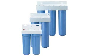 <p>Save installation time with the Pentek BFS/BBFS Series, pre-assembled multi-housing filtration systems built for step-down and multi-stage filtration in one unit. Each system ships fully assembled on a powder-coated carbon steel wall-mounting bracket with hardware included, ready to install out of the box. The BFS-201 pairs two compact 3/8" NPT Slim Line housings for space-constrained installations, while the BBFS-22 and BBFS-222 configurations use two or three large-capacity 1" NPT #20 Big Blue housings for higher cartridge capacity and higher flow rates. All housings are polypropylene with Buna-N O-rings and include a pressure relief button on the inlet side for fast, safe cartridge changes. Suitable for residential, commercial, and industrial applications including sediment reduction, deionization, step-down filtration, taste and odor control, and pre-RO filtration. A ready-to-sell, high-margin system for dealers who want to offer a complete multi-stage solution without assembling individual components. Key specs: Housing/Cap - Polypropylene | Bracket - Powder-coated carbon steel | O-Rings - Buna-N | Max temperature - 100F | BFS-201 - two 3/8" NPT Slim Line housings, up to 125 psi, up to 10 GPM | BBFS-22 - two 1" NPT #20 Big Blue housings, up to 90 psi, up to 40 GPM | BBFS-222 - three 1" NPT #20 Big Blue housings, same rating | Pressure relief button included | Ships pre-assembled with mounting hardware</p>