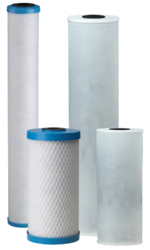 <table>
<thead>
<tr>
<th scope="col">Model</th>
<th scope="col">Item #</th>
<th scope="col">Dimensions</th>
<th scope="col">Micron Rating</th>
<th scope="col">Pressure Drop @ Flow</th>
<th scope="col">Chlorine Capacity</th>
<th scope="col">Chloramine Capacity</th>
</tr>
</thead>
<tbody>
<tr>
<td>ChlorPlus 10</td>
<td>255416-43</td>
<td>2.88" x 9.75"</td>
<td>1</td>
<td>6 psi @ 1.0 gpm</td>
<td>&gt;100,000 gal @ 1.0 gpm</td>
<td>2,000 gal @ 0.5 gpm / 800 gal @ 1.0 gpm</td>
</tr>
<tr>
<td>ChlorPlus 20</td>
<td>255417-43</td>
<td>2.88" x 20"</td>
<td>1</td>
<td>6 psi @ 2.0 gpm</td>
<td>&gt;200,000 gal @ 2.0 gpm</td>
<td>4,000 gal @ 1.0 gpm / 1,600 gal @ 2.0 gpm</td>
</tr>
<tr>
<td>ChlorPlus 10BB</td>
<td>355752-43</td>
<td>4.5" x 9.75" (Big Blue)</td>
<td>1</td>
<td>6 psi @ 2.0 gpm</td>
<td>&gt;250,000 gal @ 2.0 gpm</td>
<td>3,500 gal @ 2.0 gpm</td>
</tr>
<tr>
<td>ChlorPlus 20BB</td>
<td>355753-43</td>
<td>4.5" x 20" (Big Blue)</td>
<td>1</td>
<td>6 psi @ 4.0 gpm</td>
<td>&gt;500,000 gal @ 4.0 gpm</td>
<td>6,000 gal @ 4.0 gpm</td>
</tr>
<tr>
<td>CRFC-BB</td>
<td>355056-43</td>
<td>4.5" x 9.75" (Big Blue)</td>
<td>25</td>
<td>2.5 psi @ 2.5 gpm</td>
<td>&gt;100,000 gal @ 2.0 gpm</td>
<td>12,000 gal @ 1.5 gpm / 5,000 gal @ 2.5 gpm</td>
</tr>
<tr>
<td>CRFC20-BB</td>
<td>155967-43</td>
<td>4.5" x 20" (Big Blue)</td>
<td>25</td>
<td>2.5 psi @ 5.0 gpm</td>
<td>&gt;200,000 gal @ 4.0 gpm</td>
<td>25,000 gal @ 2.5 gpm / 10,000 gal @ 5.0 gpm</td>
</tr>
</tbody>
</table>
<p>The Pentek ChlorPlus Series is purpose-built for chloramine reduction, a growing need as more municipalities switch from chlorine to chloramine for water disinfection. These carbon block and radial flow GAC cartridges deliver superior chloramine and chlorine reduction using granular activated carbon (GAC) technology, while also reducing sediment and significantly cutting down on the carbon fines commonly released by standard granular carbon canisters.</p>
<p>The ChlorPlus lineup covers both point-of-use (POU) and point-of-entry (POE) applications: the ChlorPlus-10, ChlorPlus-20, ChlorPlus-10BB, and ChlorPlus-20BB models use advanced bonded PAC media for fine 1-micron filtration, while the CRFC-BB and CRFC20-BB use a radial flow GAC design with a 25-micron post-filter, ideal for higher flow rate and capacity applications where lower pressure drop matters most.</p>
<p>Available from compact 9.75" cartridges up to full 20" Big Blue formats, the ChlorPlus Series scales from under-sink drinking water systems to whole house point-of-entry treatment. Select the model below that matches your housing size and flow requirements.</p>
<p>ChlorPlus Media: Advanced bonded PAC | Endcaps: Polypropylene | Wraps: Polyolefin | Netting: Polyethylene | Gaskets: Santoprene<br>CRFC-BB/CRFC20-BB Media: Advanced GAC (radial flow) | Endcaps: Polypropylene | Core: Spun polypropylene | Shell: Polyethylene | Post-Filter: Spun polypropylene | Gaskets: Santoprene<br>Temp Rating: 40&deg;F&ndash;100&deg;F (4.4&deg;C&ndash;37.77&deg;C)<br>Note: For drinking water applications, do not use with microbiologically unsafe or unknown-quality water without adequate disinfection before/after the system</p>