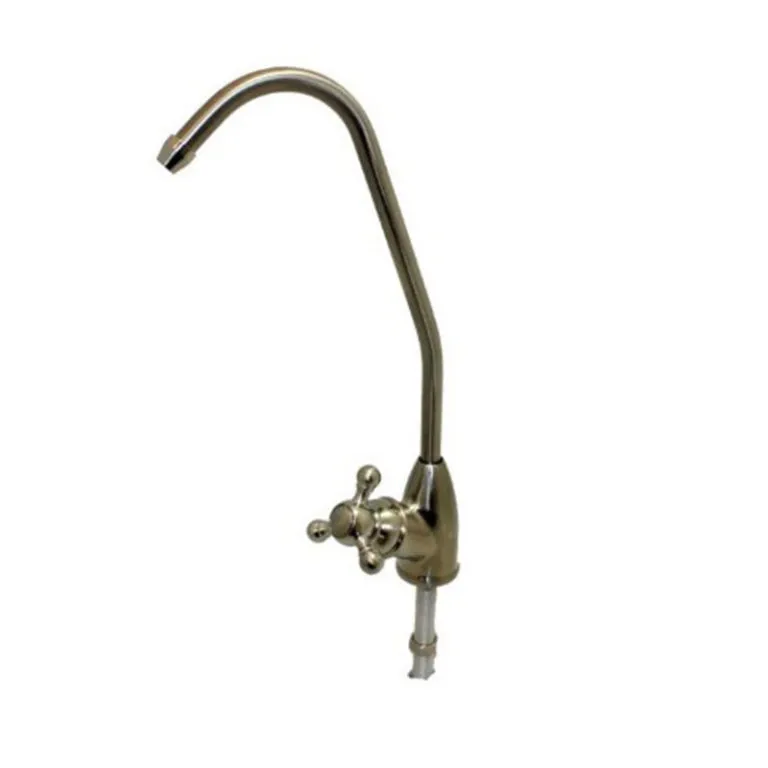 <p>Long reach with brushed nickel finish<br>Metal handle<br>Ceramic closure<br>&frac14;&rdquo; tube connection<br>2&rdquo; shank<br>Item Part: <strong>FAUCET-G-BN</strong></p>
