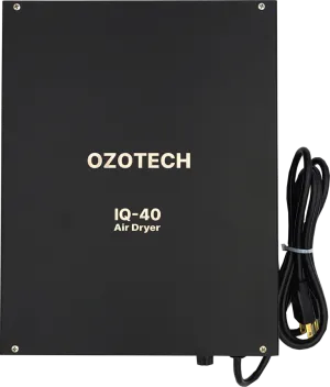 <p>The IQ-40 Air Dryer is a dual bed, air drier that delivers dry air 24 hours per day. Its dual bed design allows one dryer bed to regenerate while the other dryer bed is in service. The powder coated enclosure protects the electronics while the timed electronics ensure dry air 24/7. It operates with 115 Vac or 230 Vac and&nbsp; delivers 40 cubic feet per hour of dry air.</p>