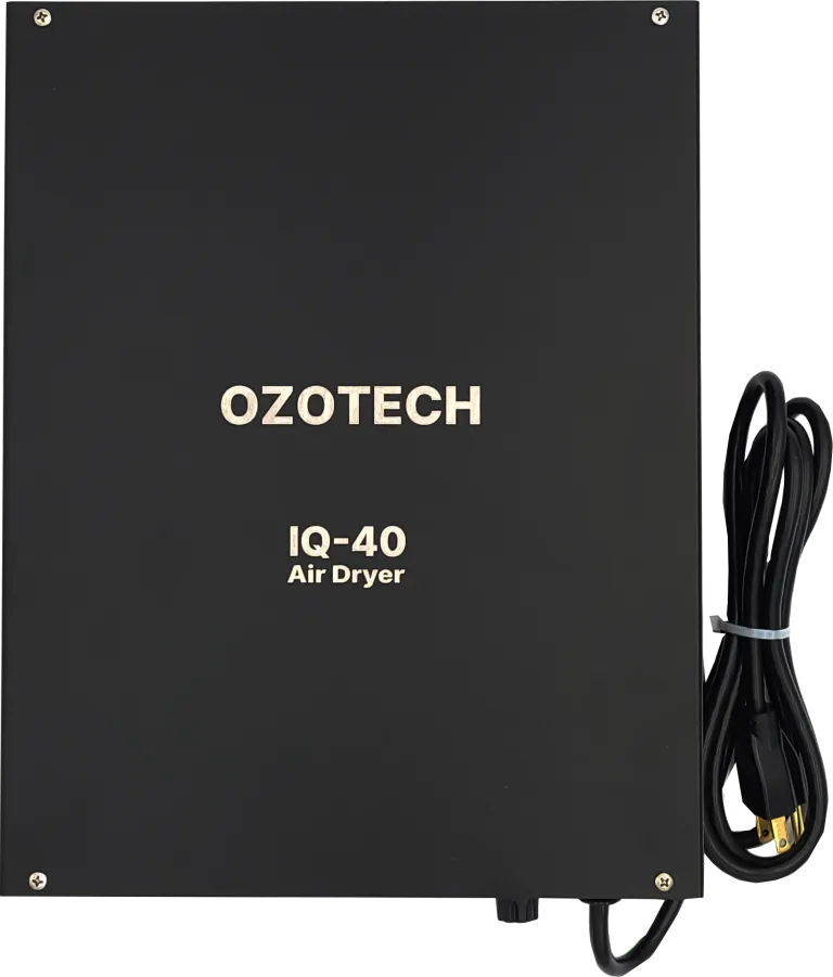 <p>The IQ-40 Air Dryer is a dual bed, air drier that delivers dry air 24 hours per day. Its dual bed design allows one dryer bed to regenerate while the other dryer bed is in service. The powder coated enclosure protects the electronics while the timed electronics ensure dry air 24/7. It operates with 115 Vac or 230 Vac and&nbsp; delivers 40 cubic feet per hour of dry air.</p>