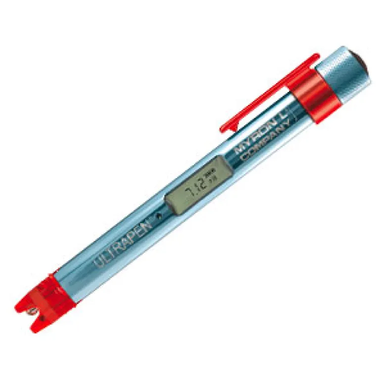 <p>Item Part: <strong>PH-MYRON PT2</strong><br>Handheld meter with pocket clip<br>Measures 2 parameters:</p>
<ul>
<li>pH (0.00-14.00)</li>
<li>Temperature (0&ndash;71 &deg;C)</li>
<li>Accuracy: &plusmn;0.01 pH</li>
</ul>
<p>1, 2, 3 point calibration<br>Automatic temperature compensation<br>Waterproof<br>Power: N Type Battery (1), included<br>Dimension: 6.75&rdquo; L x 0.625&rdquo; D</p>