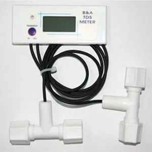 <p>Item Part: <strong>TDS-BA</strong><br>Measure and display TDS on two points of the system (usually before and after RO membrane)<br>Green/Red back-light to indicate removal rate<br>Optional monitoring or continuous mode<br>Range: 0-999 ppm<br>Sensitivity: 1 ppm<br>Dimension: 4&rdquo; x 1.6&rdquo;<br>Thread size: &frac14;&rdquo;<br>Battery operated (3 V Lithium CR2032, included)<br>Includes Velcro and clips for mounting</p>