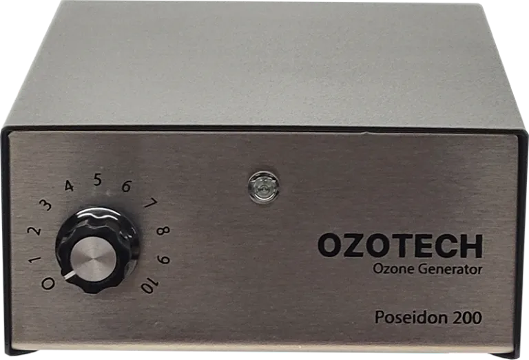 <p>With an adjustable output, and patented cold-spark corona discharge technology, no other ozone generator come close to the performance of the Poseidon ozone generator. The ozone technology inside the Poseidon 200 produces 220 mg/hr of ozone. The power supply converts 100-240 Vac/ 50-60Hz to 12 Vdc to operate with safe, low voltage operation.</p>
<p>If you&rsquo;re looking to enhance the quality of your aquarium tank water with a system that improves visibility; boosts your overall viewing capabilities; preserves and brightens vibrant colors; and helps develop a healthier environment for aquatic inhabitants &ndash; Ozotech is excited to introduce you to our ozone generators, proven to maximize your aquarium experience.</p>
<p>&nbsp;</p>
<h4><strong>Electrical:</strong></h4>
<p><strong>Power:</strong> 7.2 Watts</p>
<p><strong>Operating Voltage: </strong>100-240 Vac, 50/60 Hz regulated to 12 Vdc/2A</p>
<p><strong>Current:</strong> 0.6 Amps</p>
<h4><strong>Ozone:</strong></h4>
<p><strong>Variable Output:</strong></p>
<p>0-220 mg/hr</p>
<p>0-1 g/hr with oxygen input</p>