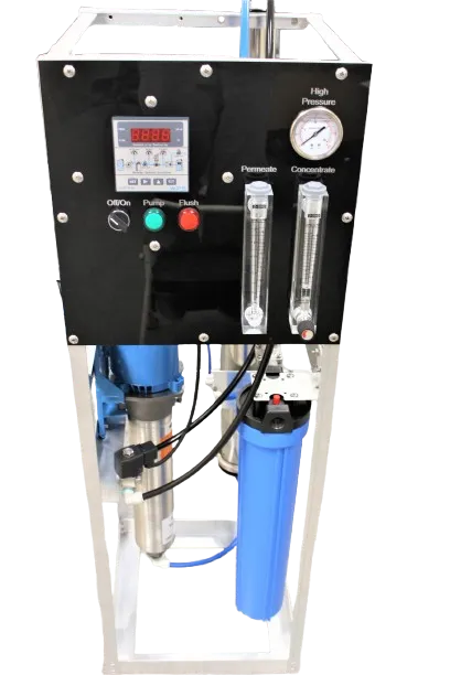 <p>Item Part: DERO-G1</p>
<p>Capacity: 2000GPD</p>
<p>Membranes: 1</p>
<p>with stainless steel vessels or PRFV vessels</p>
<p>Pump: Multistage</p>
<p>Power Supply Options: 220V / 60 Hz Single phase</p>
<p><strong>Reverse Osmosis </strong>is a water purification technology that uses a semi-permeate membrane to separate dissolved and suspended components such as salts, large ions or molecules, and bacteria, from the water. Reverse Osmosis is used both in industrial processes and for the production of drinking water</p>