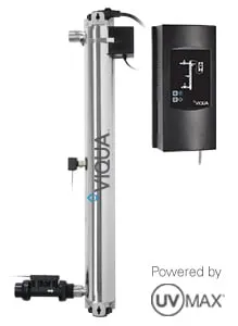 <table>
<tbody>
<tr>
<td>Flow Rates</td>
<td>&nbsp;</td>
<td>&nbsp;</td>
</tr>
<tr>
<td>&nbsp;</td>
<td>40mJ/cm<sup>2</sup></td>
<td>30 GPM (113 lpm) (6.8 m<sup>3</sup>/hr)</td>
</tr>
<tr>
<td>Specifications</td>
<td>&nbsp;</td>
<td>&nbsp;</td>
</tr>
<tr>
<td>&nbsp;</td>
<td>Dimensions</td>
<td>41&Prime; x 4&Prime; (103 cm x 10 cm)</td>
</tr>
<tr>
<td>&nbsp;</td>
<td>Shipping Weight lbs (kg)</td>
<td>31 lbs (14 kg)</td>
</tr>
<tr>
<td>&nbsp;</td>
<td>Connection Size</td>
<td>1 1/4&Prime; MNPT x 1&Prime; FNPT COMBO</td>
</tr>
<tr>
<td>&nbsp;</td>
<td>Power Consumption</td>
<td>230W</td>
</tr>
</tbody>
</table>