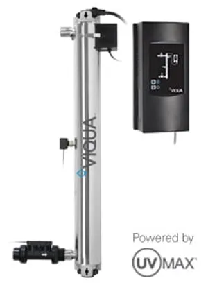 <table>
<tbody>
<tr>
<td>Flow Rates</td>
<td>&nbsp;</td>
<td>&nbsp;</td>
</tr>
<tr>
<td>&nbsp;</td>
<td>40mJ/cm<sup>2</sup></td>
<td>30 GPM (113 lpm) (6.8 m<sup>3</sup>/hr)</td>
</tr>
<tr>
<td>Specifications</td>
<td>&nbsp;</td>
<td>&nbsp;</td>
</tr>
<tr>
<td>&nbsp;</td>
<td>Dimensions</td>
<td>41&Prime; x 4&Prime; (103 cm x 10 cm)</td>
</tr>
<tr>
<td>&nbsp;</td>
<td>Shipping Weight lbs (kg)</td>
<td>31 lbs (14 kg)</td>
</tr>
<tr>
<td>&nbsp;</td>
<td>Connection Size</td>
<td>1 1/4&Prime; MNPT x 1&Prime; FNPT COMBO</td>
</tr>
<tr>
<td>&nbsp;</td>
<td>Power Consumption</td>
<td>230W</td>
</tr>
</tbody>
</table>