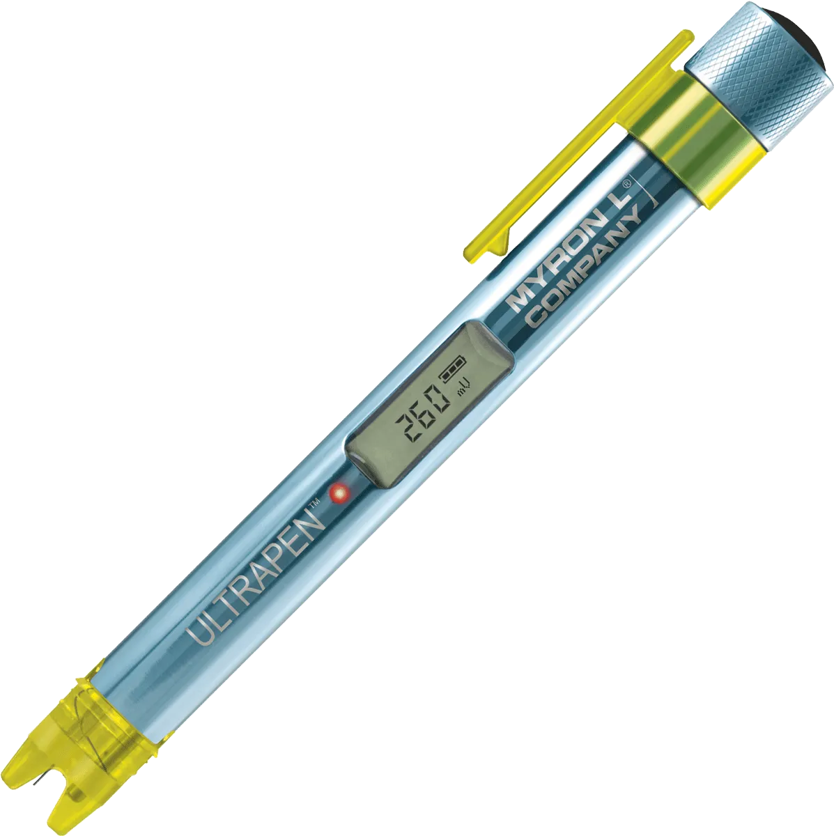 <h3><strong>ULTRAPEN&trade; PT3 Functions:</strong></h3>
<table>
<tbody>
<tr>
<td><strong>MODE</strong></td>
<td><strong>METHOD OF MEASUREMENT</strong></td>
</tr>
<tr>
<td><strong>Hold (default)</strong></td>
<td>Once stabilized, the readings are captured then displayed.</td>
</tr>
<tr>
<td><strong>LIVE</strong></td>
<td>Real-time readings are displayed continuously during measurement.</td>
</tr>
</tbody>
</table>
<p>* Temperature compensation in calibration mode: Temperature affects the reaction potentials for all chemicals differently. True ORP is the direct measurement of electron activity during an oxidation-reduction reaction, regardless of temperature. However, for maximum accuracy and ease of calibration, the Myron&nbsp;L<sup>&reg;</sup>&nbsp;Company has developed three calibration standard solutions with known dissolved species. We derived the temperature compensation (from 15&ordm;C to 30&ordm;C) for those solutions, and embedded automatic temperature compensation into the calibration function of your PT3. Note: To verify calibration while in measurement mode, you must manually correct for any variation in temperature. Example: @25&ordm;C, ORP2602OZ calibration solution will read 260mV, however @ 20.0&ordm;C ORP2602OZ will read 265mV.</p>
<h3><strong>ULTRAPEN&trade; PT3 Specifications:</strong></h3>
<table>
<tbody>
<tr>
<td>ORP Range:</td>
<td>-1000 mV to +1000 mV</td>
</tr>
<tr>
<td>ORP Accuracy:</td>
<td>&plusmn; 10 mV</td>
</tr>
<tr>
<td>ORP Resolution:</td>
<td>1 mV ORP</td>
</tr>
<tr>
<td>Temperature Range:</td>
<td>0 &ndash; 71&deg;C / 32 &ndash; 160&deg;F</td>
</tr>
<tr>
<td>Temperature Accuracy:</td>
<td>&plusmn; 0.1&ordm;C</td>
</tr>
<tr>
<td>Temperature Resolution:</td>
<td>0.1&ordm;C / 0.1&ordm;F</td>
</tr>
<tr>
<td>Time to Reading Stabilization:&nbsp;</td>
<td>10 &ndash; 45 seconds</td>
</tr>
<tr>
<td>Power Consumption:</td>
<td>Active Mode: 30 &ndash; 140 mA, Sleep Mode: 2 &micro;A</td>
</tr>
<tr>
<td>Temperature Compensation:&nbsp;</td>
<td>Automatic In Calibration Mode From 15&ordm;C to 30&ordm;C</td>
</tr>
<tr>
<td>Physical Dimensions:&nbsp;</td>
<td>17.15 cm L x 1.59 cm D or 6.75 in. L x 0.625 in. D</td>
</tr>
<tr>
<td>Weight:&nbsp;</td>
<td>50.4 g / 1.78 oz. (without soaker cap and lanyard)</td>
</tr>
<tr>
<td>Case Material:</td>
<td>Anodized Aircraft Aluminum with Protective Coating</td>
</tr>
<tr>
<td>Battery Type:&nbsp;</td>
<td>One N type, Alkaline, 1.5 V</td>
</tr>
<tr>
<td>Calibration Standard Solutions:&nbsp;</td>
<td>ORP80, ORP260, ORP470</td>
</tr>
<tr>
<td>Operating/Storage Temperature:&nbsp;</td>
<td>0 &ndash; 55&ordm;C / 32 &ndash; 131&ordm;F</td>
</tr>
<tr>
<td>Enclosure Ratings:&nbsp;</td>
<td>IP67 and NEMA6</td>
</tr>
<tr>
<td>EN61236-1: 2006 &ndash; Annex A: 2008:&nbsp;</td>
<td>Electrostatic discharge to the PT3 may cause it to spontaneously turn on. If this occurs, the PT3 will turn off.</td>
</tr>
</tbody>
</table>