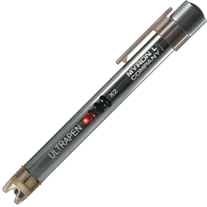 <h3><strong>ULTRAPEN&trade; PTBT6 Specifications:</strong></h3>
<table>
<tbody>
<tr>
<td>System Requirements:</td>
<td>Myron&nbsp;L<sup>&reg;</sup>&nbsp;Company PTBTX2TM App: Apple iOS 10.0 or later; Android OS 7.0 or later.</td>
</tr>
</tbody>
</table>
<table>
<tbody>
<tr>
<td><strong>Specifications</strong></td>
<td>Nitrate as Nitrogen NO<sub>3</sub>&ndash;N</td>
<td>Nitrate NO<sub>3</sub>&ndash;</td>
<td>Temperature</td>
</tr>
<tr>
<td>Ranges</td>
<td>1-1400 ppm</td>
<td>4.4-6200 ppm</td>
<td>0 &ndash; 71&deg;C / 32 &ndash; 160&deg;F</td>
</tr>
<tr>
<td>Accuracy<span style="font-weight: 400;"><sup>1</sup></span></td>
<td>&plusmn; 10% of the reading</td>
<td>&plusmn; 10% of the reading</td>
<td>&plusmn; 0.1&deg;C</td>
</tr>
<tr>
<td>Resolution</td>
<td>0.1 ppm</td>
<td>0.1 ppm</td>
<td>0.1&deg;C/F</td>
</tr>
</tbody>
</table>
<table>
<tbody>
<tr>
<td>pH Range:</td>
<td>3-11 pH</td>
</tr>
<tr>
<td>Time to Reading Stabilization:</td>
<td>10 &ndash; 180 seconds</td>
</tr>
<tr>
<td>Power Consumption:&nbsp;</td>
<td>Active Mode: 30 &ndash; 140 mA, Sleep Mode: 2 &micro;A</td>
</tr>
<tr>
<td>Physical Dimensions:</td>
<td>17.15 cm L x 1.59 cm D or 6.75 in. L x .625 in. D</td>
</tr>
<tr>
<td>Weight:</td>
<td>54 g or 1.94 oz.</td>
</tr>
<tr>
<td>Case Material:</td>
<td>Anodized Aircraft Aluminum with Protective Coating</td>
</tr>
<tr>
<td>Battery Type:</td>
<td>N type, Alkaline 1.5 V</td>
</tr>
<tr>
<td>Calibration Standard Solutions:</td>
<td>1, 10, 100, or 1000 ppm NO<sub>3</sub>&ndash;N&nbsp;</td>
</tr>
<tr>
<td>Operating/Storage Temperature:</td>
<td>0-40&deg;<span style="font-weight: 400;">C / 32-104&deg;</span>F<sup>2</sup></td>
</tr>
<tr>
<td>Enclosure Ratings:</td>
<td>IP67 and NEMA 6</td>
</tr>
<tr>
<td>EN61236-1: 2006 &ndash; Annex A: 2008; Electrostatic discharge to case of instrument may cause PTBT6 to spontaneously power ON. In this case, the PTBT6 will power OFF after several seconds.</td>
<td>&nbsp;</td>
</tr>
</tbody>
</table>