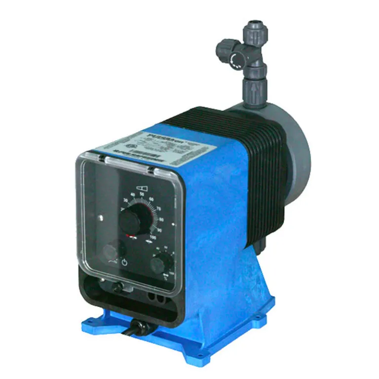 <p>&bull; Manual stroke length adjustment with fixed stroke rate (turndown ratio of 10:1)<br>&bull; Metering performance is reproducible to within &plusmn; 3% of maximum capacity<br>&bull; Flow: 6 &ndash; 30 GPD<br>&bull; Pressure up to 80 PSIG<br>&bull; Connection: Tubing &frac14;&rdquo; ID x ⅜&rdquo; OD (⅜&rdquo; ID x &frac12;&rdquo; OD also available)<br>&bull; Rated &ldquo;hot&rdquo; for continuous duty<br>&bull; High viscosity capability<br>&bull; Leak-free, sealless, liquid end Liquid Low-Level Option available to prevent loss of prime<br>&bull; Water Resistant, for outdoor and indoor applications<br>&bull; Guided Ball Check Valve Systems, to reduce back flow<br>&bull; Wall Mountable<br>&bull; PVC head and fittings, CSPE seats and O-rings, ceramic balls<br>&bull; Power: 115 V / 50-60 Hz (230 V available)<br>&bull; Optional: Automatic Control by external pacing with prime switch</p>
<table id="tablepress-74" class="tablepress tablepress-id-74">
<thead>
<tr class="row-1 odd">
<th class="column-1">Item Part</th>
<th class="column-2">Max. nominal capacity</th>
</tr>
</thead>
<tbody class="row-hover">
<tr class="row-2 even">
<td class="column-1" style="text-align: left;"><strong>LC02SA-VHC1-F05</strong></td>
<td class="column-2">0.25 GPH</td>
</tr>
<tr class="row-3 odd">
<td class="column-1" style="text-align: left;"><strong>LC03SA-VHC1-F05</strong></td>
<td class="column-2">0.50 GPH</td>
</tr>
<tr class="row-4 even">
<td class="column-1" style="text-align: left;"><strong>LC04SA-VHC1-F05</strong></td>
<td class="column-2">1.00 GPH</td>
</tr>
<tr class="row-5 odd">
<td class="column-1" style="text-align: left;"><strong>LC54SA-VHC1-F54</strong></td>
<td class="column-2">1.25 GPH</td>
</tr>
</tbody>
</table>