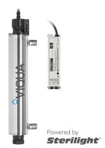 <table>
<tbody>
<tr>
<td>Flow Rates</td>
<td>&nbsp;</td>
<td>&nbsp;</td>
</tr>
<tr>
<td>&nbsp;</td>
<td>16mJ/cm<sup>2</sup></td>
<td>5 GPM (15 lpm) (1.1 m<sup>3</sup>/hr)</td>
</tr>
<tr>
<td>&nbsp;</td>
<td>30mJ/cm<sup>2</sup></td>
<td>3 GPM (11 lpm) (0.7 m<sup>3</sup>/hr)</td>
</tr>
<tr>
<td>&nbsp;</td>
<td>40mJ/cm<sup>2</sup></td>
<td>2 GPM (7 lpm) (0.4 m<sup>3</sup>/hr)</td>
</tr>
<tr>
<td>Specifications</td>
<td>&nbsp;</td>
<td>&nbsp;</td>
</tr>
<tr>
<td>&nbsp;</td>
<td>Dimensions</td>
<td>17&Prime; x 2 1/2&Prime; (43.6 cm x 6.5 cm)</td>
</tr>
<tr>
<td>&nbsp;</td>
<td>Shipping Weight lbs (kg)</td>
<td>7 lbs (3.2 kg)</td>
</tr>
<tr>
<td>&nbsp;</td>
<td>Connection Size</td>
<td>1/2&Prime; MNPT</td>
</tr>
<tr>
<td>&nbsp;</td>
<td>Power Consumption</td>
<td>22W(17W for S2Q-P/12VDC)</td>
</tr>
</tbody>
</table>