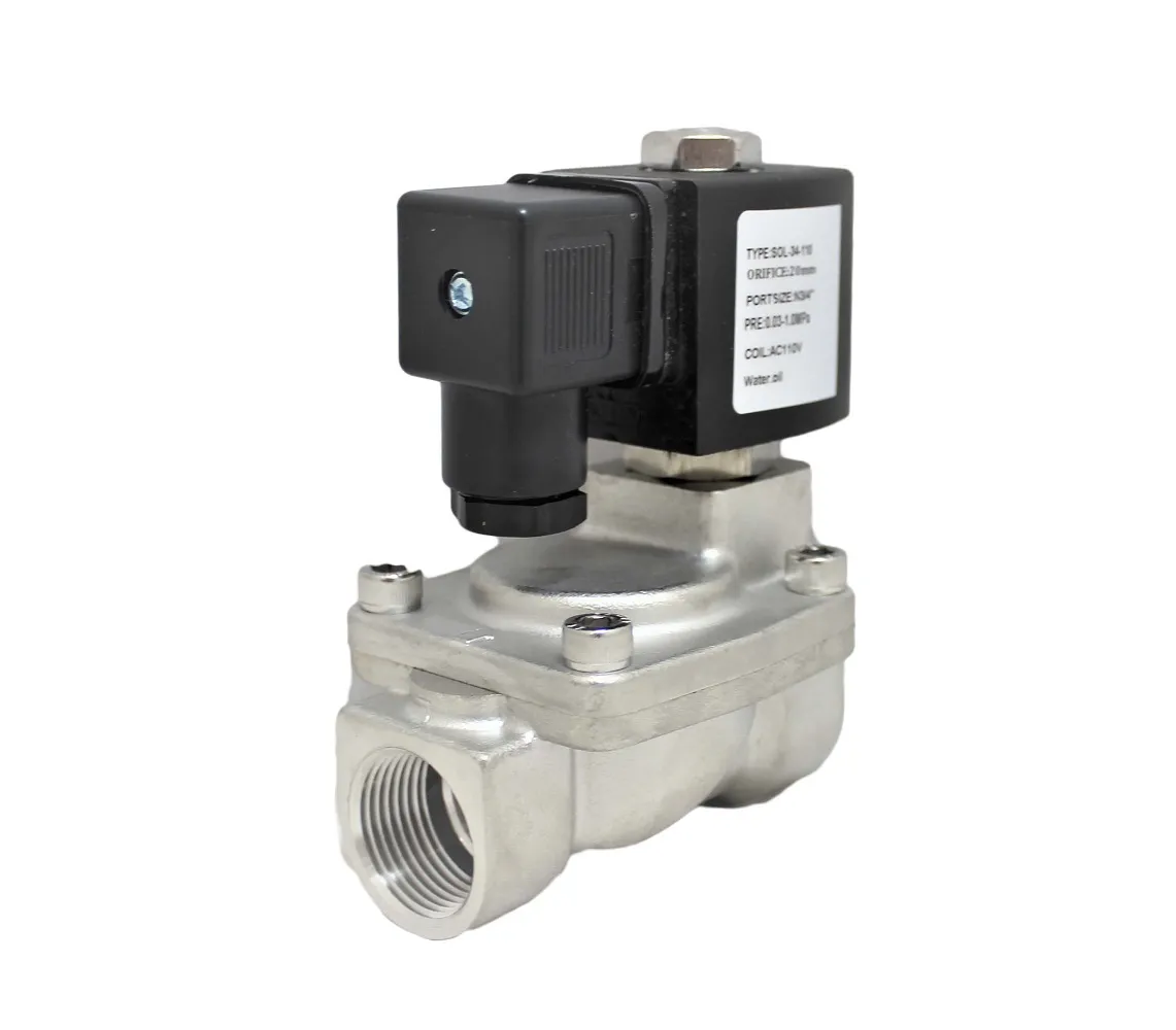 <div class="et_pb_text_inner">Stainless Steel 304 body with EPDM seal<br>Normally closed<br>Available on 24V, 110V, 220V<br>Pressure Range: 0-145 psi<br>Suitable for water, oil, diesel, fuel gasoline, air</div>
<table id="tablepress-49" class="tablepress tablepress-id-49">
<thead>
<tr class="row-1 odd">
<th class="column-1"><strong>ITEM</strong></th>
<th class="column-2"><strong>THREAD SIZE</strong></th>
</tr>
</thead>
<tbody class="row-hover">
<tr class="row-2 even">
<td class="column-1"><strong>SOL-05</strong></td>
<td class="column-2">&frac12;&rdquo; FNPT</td>
</tr>
<tr class="row-3 odd">
<td class="column-1"><strong>SOL-34</strong></td>
<td class="column-2">&frac34;&rdquo; FNPT</td>
</tr>
<tr class="row-4 even">
<td class="column-1"><strong>SOL-10</strong></td>
<td class="column-2">1&rdquo; FNPT</td>
</tr>
<tr class="row-5 odd">
<td class="column-1"><strong>SOL-15</strong></td>
<td class="column-2">1 &frac12;&rdquo; FNPT</td>
</tr>
<tr class="row-6 even">
<td class="column-1"><strong>SOL-20</strong></td>
<td class="column-2">2&rdquo; FNPT</td>
</tr>
</tbody>
</table>