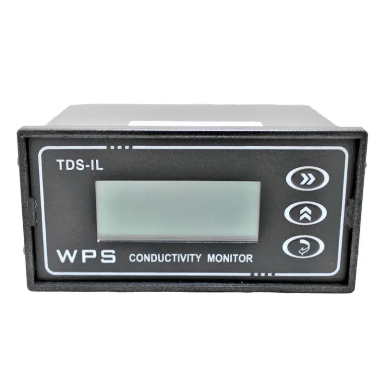 <p>Item Part: <strong>TDS-IL</strong><br>Conductivity Meter for in-line monitoring<br>Includes TDS sensor with 5 m cable<br>Features:</p>
<ul>
<li>4-20 mA signal output</li>
<li>Temperature measurement</li>
<li>Can switch &micro;S/cm &ndash; ppm</li>
<li>Auto range conversion</li>
<li>Back-light LCD display</li>
<li>Conductivity Range: 0-19.99 &micro;S/cm, 0-199.9 &micro;S/cm and 0-1999 &micro;S/cm</li>
</ul>
<p>Temperature range: 0-50 ℃<br>Accuracy: 1.5% (FS)<br>Stability: &plusmn; 1.5*10 -3 /24 h<br>Automatic temperature compensation<br>Dimensions: 1.9&rdquo; x 3.8&rdquo; x 3.9&rdquo; (HxWxD)<br>Hole size of meter on panel: 1.8&rdquo; x 3.6&rdquo;<br>Power: 110 V or 220 V, 50 Hz</p>