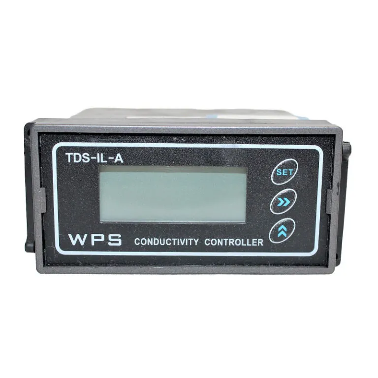 <p>Item Part: <strong>TDS-IL-A</strong><br>Conductivity Meter for in-line monitoring with high level alarm<br>Includes TDS sensor with 5 m cable<br>Features:</p>
<ul>
<li>High limit alarm</li>
<li>Temperature measurement</li>
<li>Can switch &micro;S/cm &ndash; ppm</li>
<li>Auto range conversion</li>
<li>Back-light LCD display</li>
<li>Conductivity Range: 0-19.99 &micro;S/cm, 0-199.9 &micro;S/cm and 0-1999 &micro;S/cm</li>
</ul>
<p>Temperature range: 0-50 ℃<br>Accuracy: 1.5% (FS)<br>Stability: &plusmn; 1.5*10 -3 /24 h<br>Automatic temperature compensation.<br>Dimensions: 1.9&rdquo; x 3.8&rdquo; x 3.9&rdquo; (HxWxD)<br>Hole size of meter on panel: 1.8&rdquo; x 3.6&rdquo;<br>Power: 110 V or 220 V, 50 Hz</p>