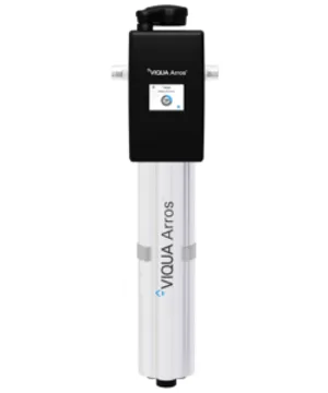 <div>Whole Home UV Water Treatment System</div>
<div>
<p>Part Number: ARROS22-V<br>Ideal For: Bacteria</p>
<table>
<tbody>
<tr>
<td>Connection Size</td>
<td>Combo Port: 1 in. MNPT, 3/4 in. FNPT</td>
</tr>
<tr>
<td>Dimensions</td>
<td>22.5&rdquo; x 4.0&rdquo; (57.2 cm x 10.16 cm)</td>
</tr>
<tr>
<td>Flow Rate</td>
<td>NSF Class B Certified<br>16mJ/cm&sup2; @70%UVT: 12.9 gpm (70.0 lpm) 2.93 m&sup3;/hr</td>
</tr>
<tr>
<td>Power Consumption</td>
<td>52 W</td>
</tr>
<tr>
<td>Ship Wt. (lbs)</td>
<td>12 lbs (5.5 kg)</td>
</tr>
</tbody>
</table>
</div>