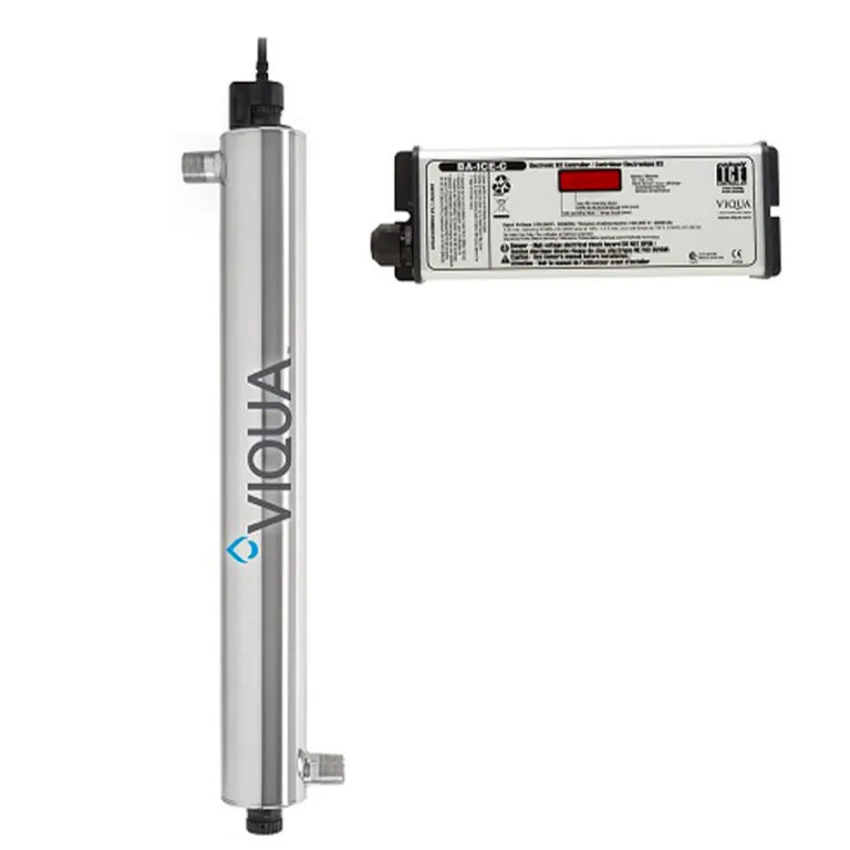 <table id="tablepress-99" class="tablepress tablepress-id-99 small-table">
<tbody class="row-hover">
<tr class="row-1 odd">
<td class="column-1">Flow Rate (30mJ/cm2)</td>
<td class="column-2">24 GPM</td>
</tr>
<tr class="row-2 even">
<td class="column-1">Connection</td>
<td class="column-2">1&rdquo; MNPT</td>
</tr>
<tr class="row-3 odd">
<td class="column-1">Lamp</td>
<td class="column-2"><strong>S600RL-HO</strong></td>
</tr>
<tr class="row-4 even">
<td class="column-1">Quartz</td>
<td class="column-2"><strong>QSO-600</strong></td>
</tr>
<tr class="row-5 odd">
<td class="column-1">Controller</td>
<td class="column-2"><strong>BA-ICE-C</strong></td>
</tr>
<tr class="row-6 even">
<td class="column-1">Chamber</td>
<td class="column-2">304 SS</td>
</tr>
<tr class="row-7 odd">
<td class="column-1">Dimensions</td>
<td class="column-2">30.7&Prime; x 3.5&Prime;</td>
</tr>
<tr class="row-8 even">
<td class="column-1">Weight</td>
<td class="column-2">19 lbs.</td>
</tr>
<tr class="row-9 odd">
<td class="column-1">Power consumption</td>
<td class="column-2">70 W</td>
</tr>
<tr class="row-10 even">
<td class="column-1">Power supply</td>
<td class="column-2">100-240V 50/60Hz</td>
</tr>
</tbody>
</table>