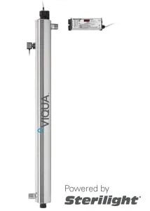 <table>
<tbody>
<tr>
<td>Flow Rates</td>
<td>&nbsp;</td>
<td>&nbsp;</td>
</tr>
<tr>
<td>&nbsp;</td>
<td>16mJ/cm<sup>2</sup></td>
<td>60 GPM (230 lpm) (13.7 m<sup>3</sup>/hr)</td>
</tr>
<tr>
<td>&nbsp;</td>
<td>30mJ/cm<sup>2</sup></td>
<td>34 GPM (130 lpm) (7.8 m<sup>3</sup>/hr)</td>
</tr>
<tr>
<td>&nbsp;</td>
<td>40mJ/cm<sup>2</sup></td>
<td>26 GPM (97 lpm) (5.8 m<sup>3</sup>/hr)</td>
</tr>
<tr>
<td>Specifications</td>
<td>&nbsp;</td>
<td>&nbsp;</td>
</tr>
<tr>
<td>&nbsp;</td>
<td>Dimensions</td>
<td>45&Prime; x 3 1/2&Prime; (114 cm x 8.9 cm)</td>
</tr>
<tr>
<td>&nbsp;</td>
<td>Shipping Weight lbs (kg)</td>
<td>29 lbs (13.1 kg)</td>
</tr>
<tr>
<td>&nbsp;</td>
<td>Connection Size</td>
<td>1 1/2&Prime; MNPT (/2B &ndash; BSP)</td>
</tr>
<tr>
<td>&nbsp;</td>
<td>Power Consumption</td>
<td>95W</td>
</tr>
</tbody>
</table>