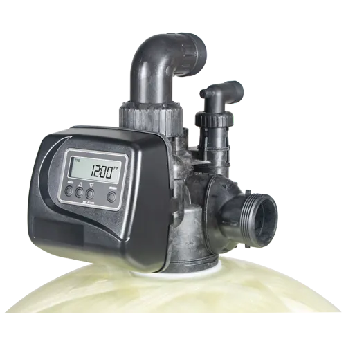 <ul>
<li>2&rdquo; top mount control valve suited for commercial/industrial applications</li>
<li>Glass filled composite valve body</li>
<li>Economical glass filled composite optional meter assembly</li>
<li>Service flow rate of 95 gpm, backwash 85 gpm</li>
<li>Solid state microprocessor with easy access front panel settings</li>
<li>Front panel display for time of day, days until next regeneration, volume remaining, current flow rate and total volume used (Totalizer)</li>
<li>Four methods to initiate regeneration; meter immediate, meter delayed, time clock delayed or pressure differential</li>
<li>Optional double backwash feature offers optimum regeneration, cleaning ability and efficiency</li>
<li>Fully adjustable cycle times with 6-cycle control delivers controlled backwash, downflow brining or upflow brining, slow rinse, second backwash, fast rinse, refill and downflow service</li>
<li>Coin Cell Lithium battery back-up with an 8 hour carry over</li>
<li>Level VI 15-volt output DC power supply provides safe and easy installation</li>
<li>Post treated water regenerant refill</li>
<li>Reliable and proven DC drive</li>
<li>One piece expanding seal spacer stack assembly</li>
<li>Linearly reciprocating piston operation</li>
</ul>