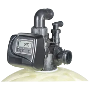 <ul>
<li>2&rdquo; top mount control valve suited for commercial/industrial applications</li>
<li>Glass filled composite valve body</li>
<li>Economical glass filled composite optional meter assembly</li>
<li>Service flow rate of 95 gpm, backwash 85 gpm</li>
<li>Solid state microprocessor with easy access front panel settings</li>
<li>Front panel display for time of day, days until next regeneration, volume remaining, current flow rate and total volume used (Totalizer)</li>
<li>Four methods to initiate regeneration; meter immediate, meter delayed, time clock delayed or pressure differential</li>
<li>Optional double backwash feature offers optimum regeneration, cleaning ability and efficiency</li>
<li>Fully adjustable cycle times with 6-cycle control delivers controlled backwash, downflow brining or upflow brining, slow rinse, second backwash, fast rinse, refill and downflow service</li>
<li>Coin Cell Lithium battery back-up with an 8 hour carry over</li>
<li>Level VI 15-volt output DC power supply provides safe and easy installation</li>
<li>Post treated water regenerant refill</li>
<li>Reliable and proven DC drive</li>
<li>One piece expanding seal spacer stack assembly</li>
<li>Linearly reciprocating piston operation</li>
</ul>